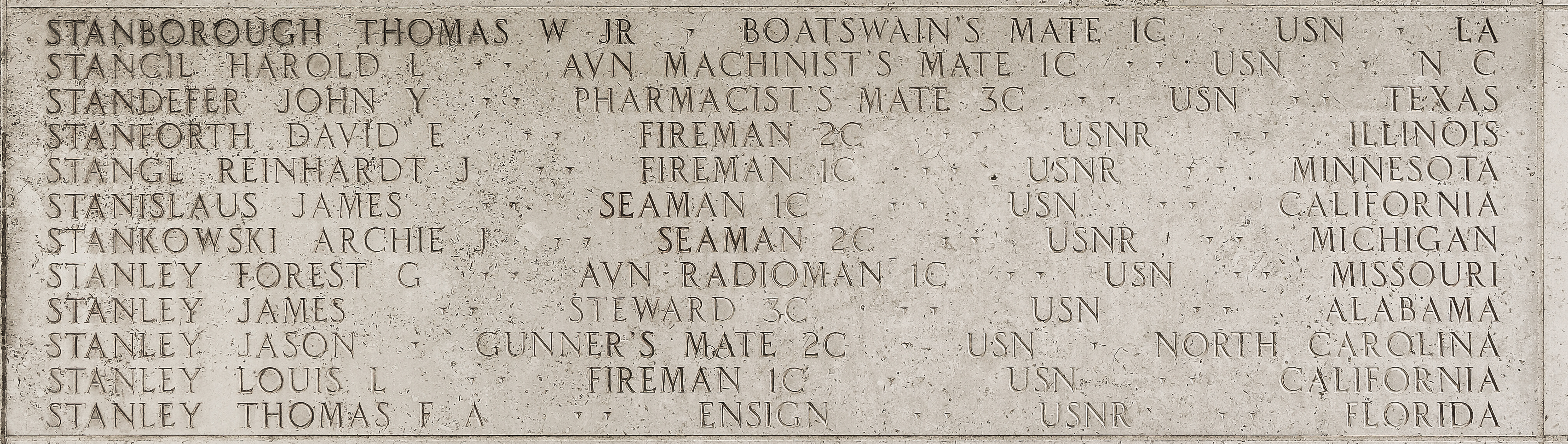 Thomas W. Stanborough, Boatswain's Mate First Class